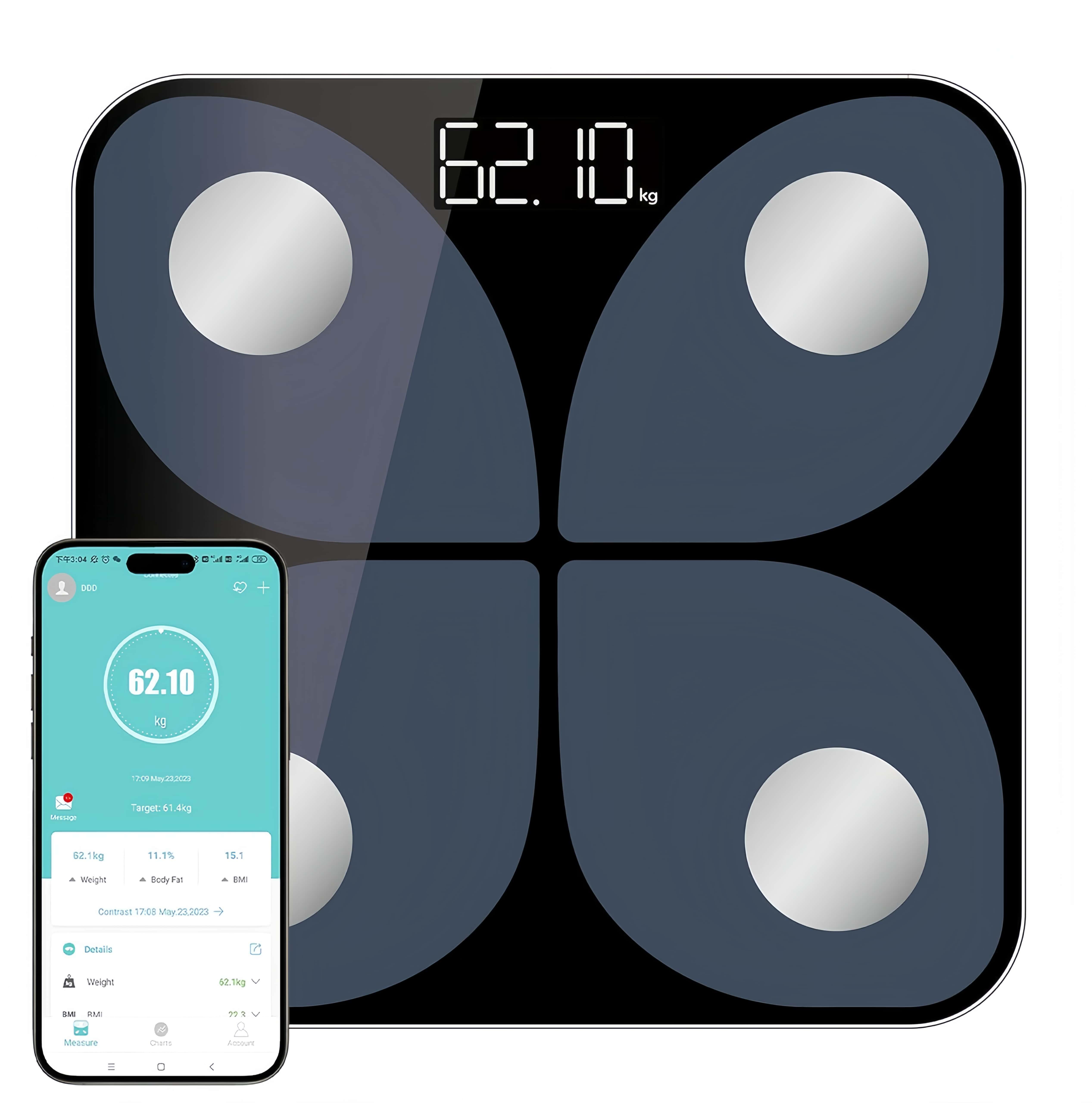 bedee Körperfettwaage Digital mit App – Bluetooth Smart Waage für Körperfett, BMI, Muskelmasse, Protein, BMR, Intelligente Körper waage