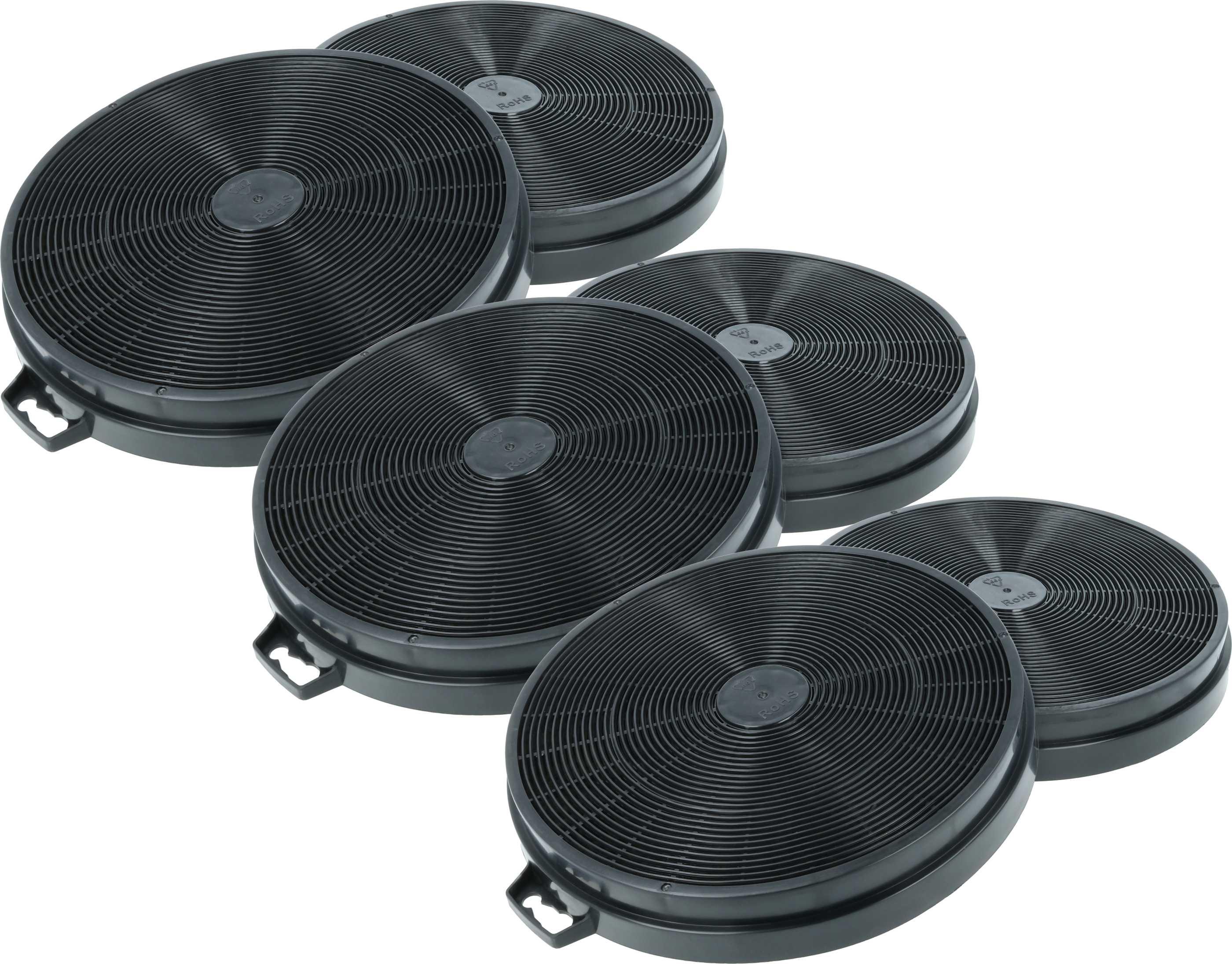 vhbw 6x Aktivkohlefilter kompatibel mit Whirlpool Continua 120, CP 120 DXIXOP 2BNV, Continua 90, Cappa Trivalcucin, Cielo Dunstabzugshaube - 20,2 cm