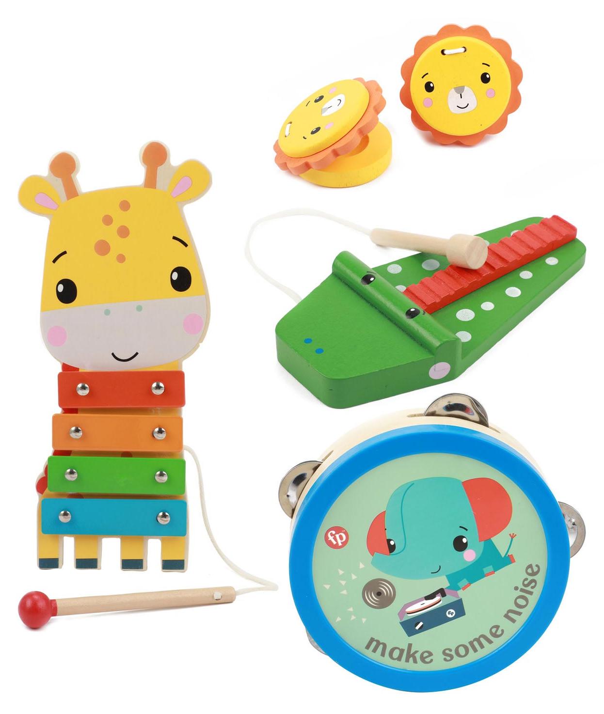 Fisher-Price - Holz-Musikinstrumente 5 Stück Kinderinstrumente Kinderspielzeug