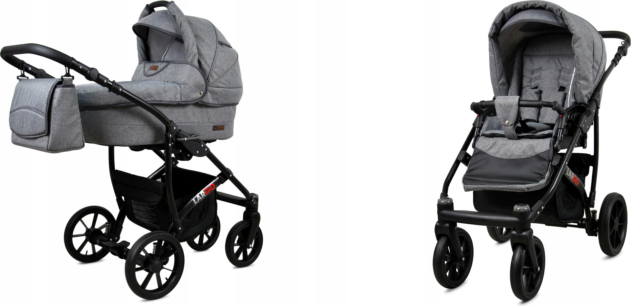 BabyLux Largo | 2in1 Kinderwagen Set | Grey Flex | Kombikinderwagen | Kinderwagenset | Buggy +