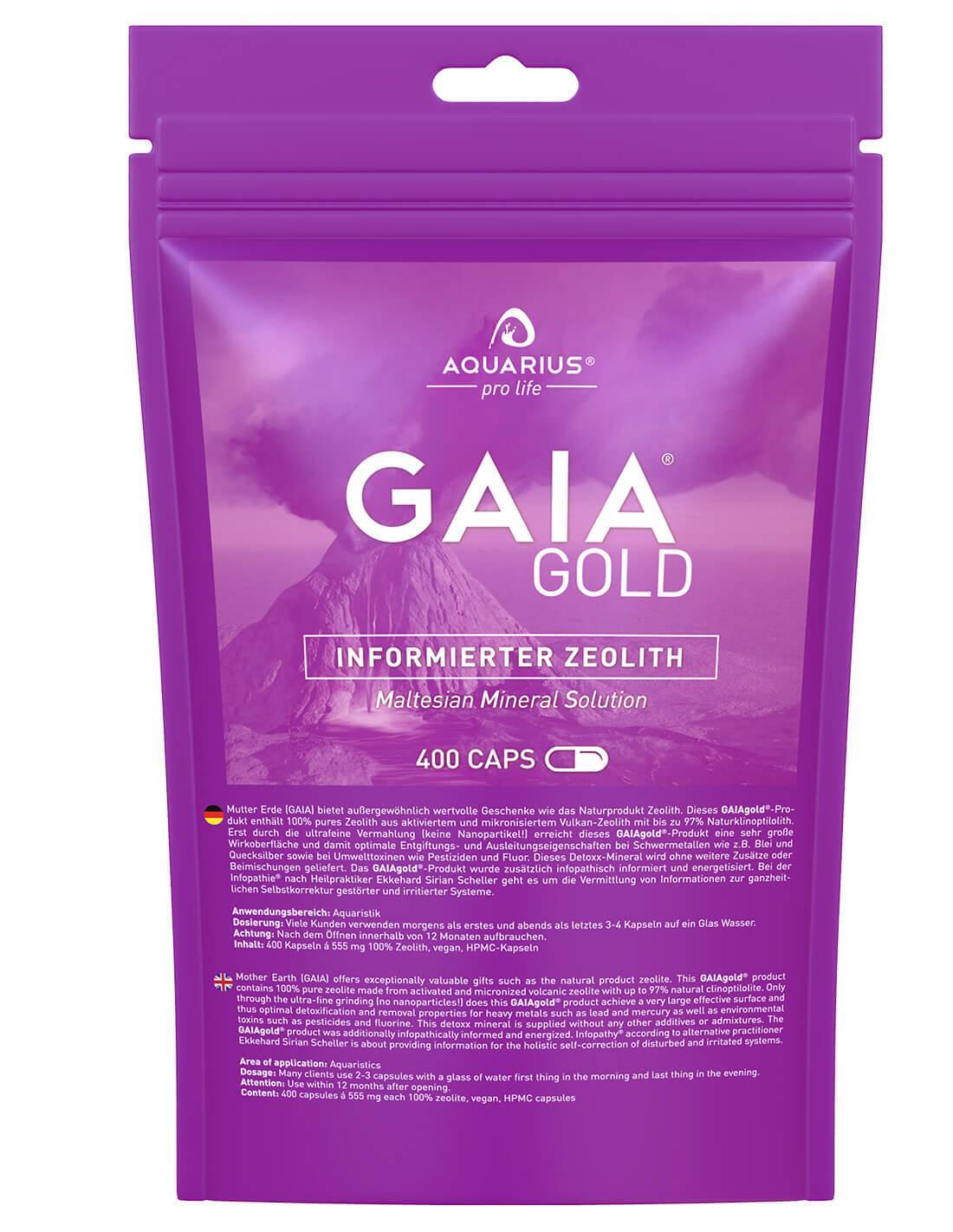 AQUARIUS pro life ® - GAIAgold® CAPS - 400 vegane Zeolith Pulver Kapseln I informiert & energetisiert nach HP E.S. Scheller - optimaler Detox 1048