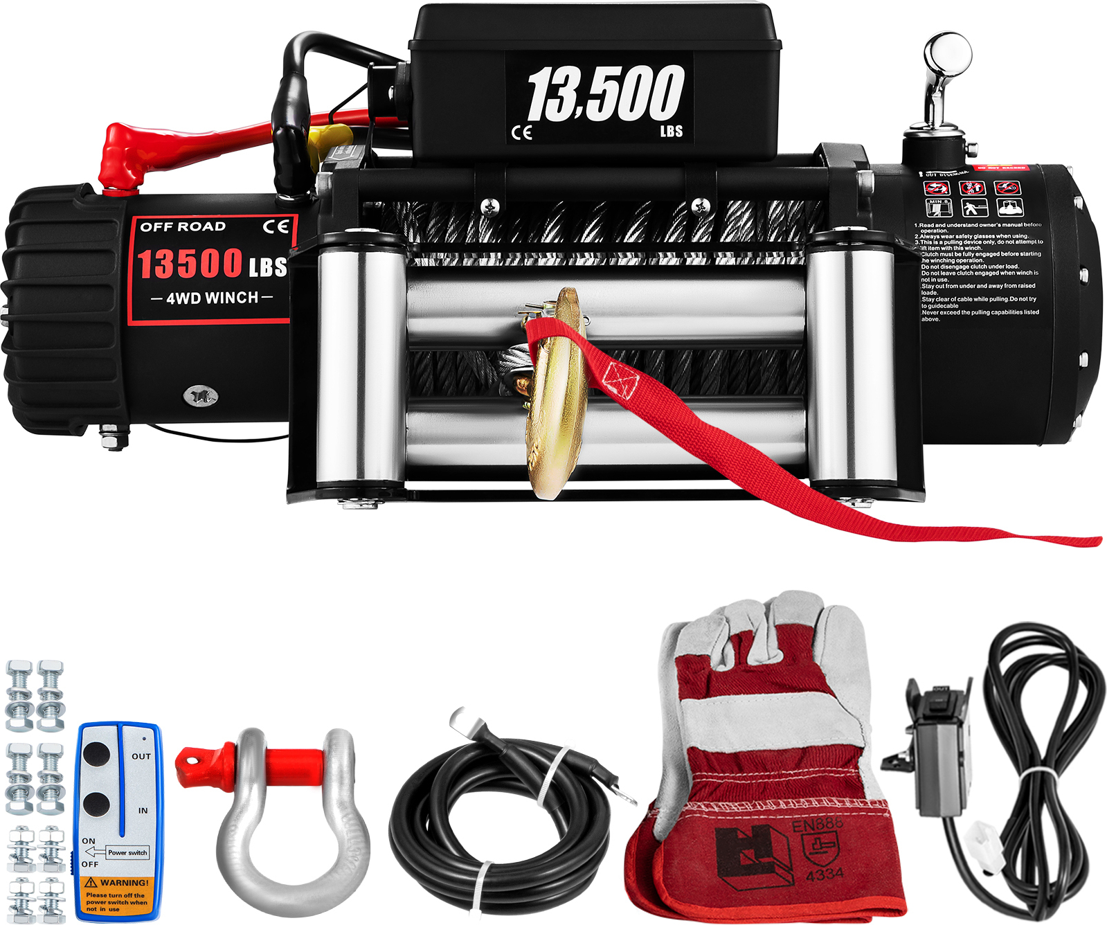 VEVOR 12V Elektrische Seilwinde 6123,5 kg Elektrische Winde Elektrische Motorwinde 52 x 25 x 24 cm Motorwinde 70967-0