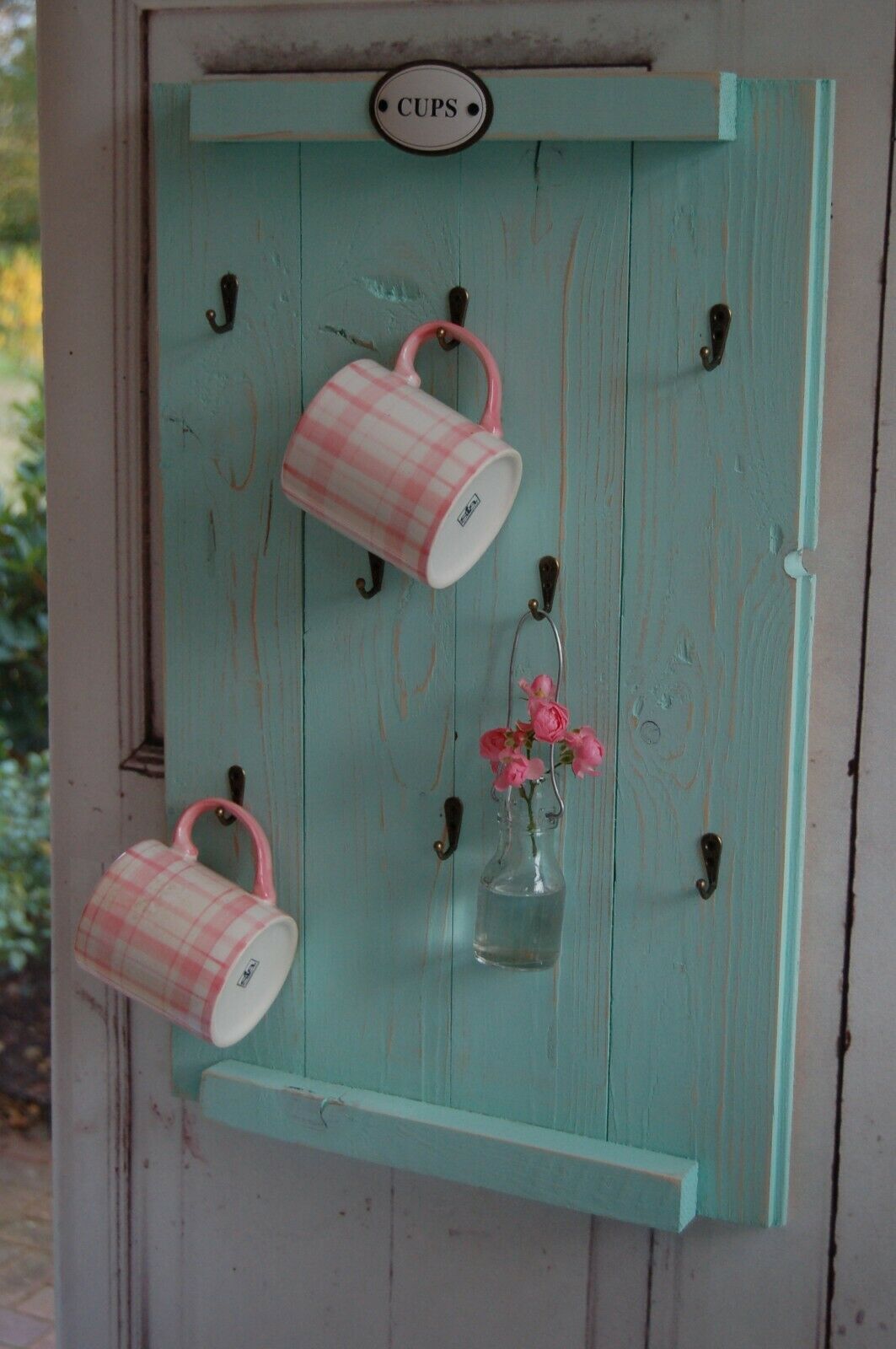 Windschief Living Landhaus Tassenregal Cups CAMILLA Tassenhalter Handgefertigt Shabby Chic