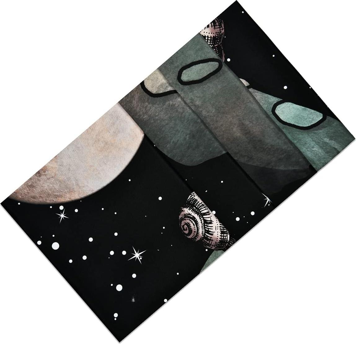 JedBesetzt Trippy Pilz Wandteppich Mond und Sterne Wandteppich Schnecke Wandteppich Fantasy Pflanzen und Blätter Wandteppich Wandbehang für Zimmer K-XMM-250619-186