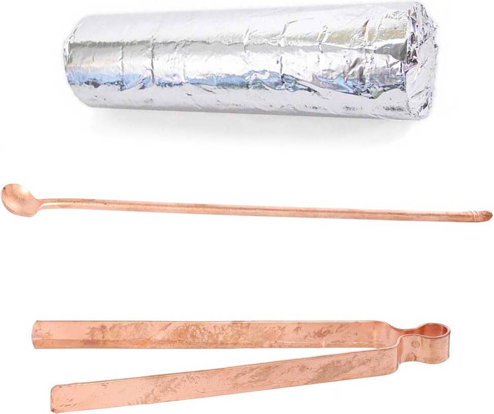 NKlaus Räucherzubehör Set 3tlg Räucherlöffel Räucherkohle Räucherzange Kupfer Lang 22cm