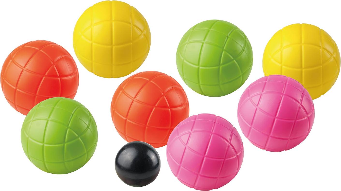 TRK Boccia-Set, 8 Kunststoffkugeln, 4 Farben, Zielkugel
