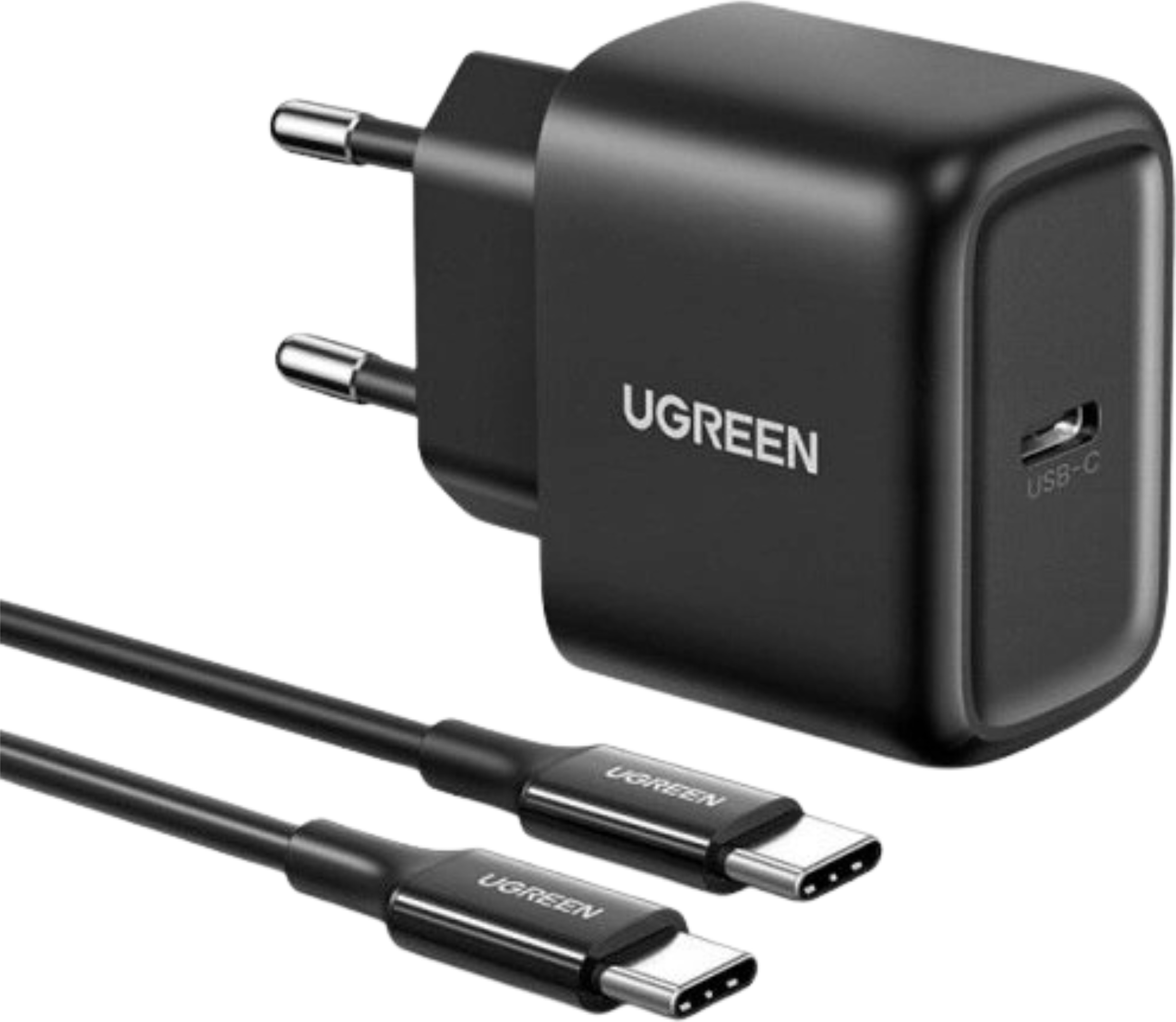 UGREEN CD250 25W USB-C adaptér, čierny + kábel USB-C na USB-C, 2 m, čierny