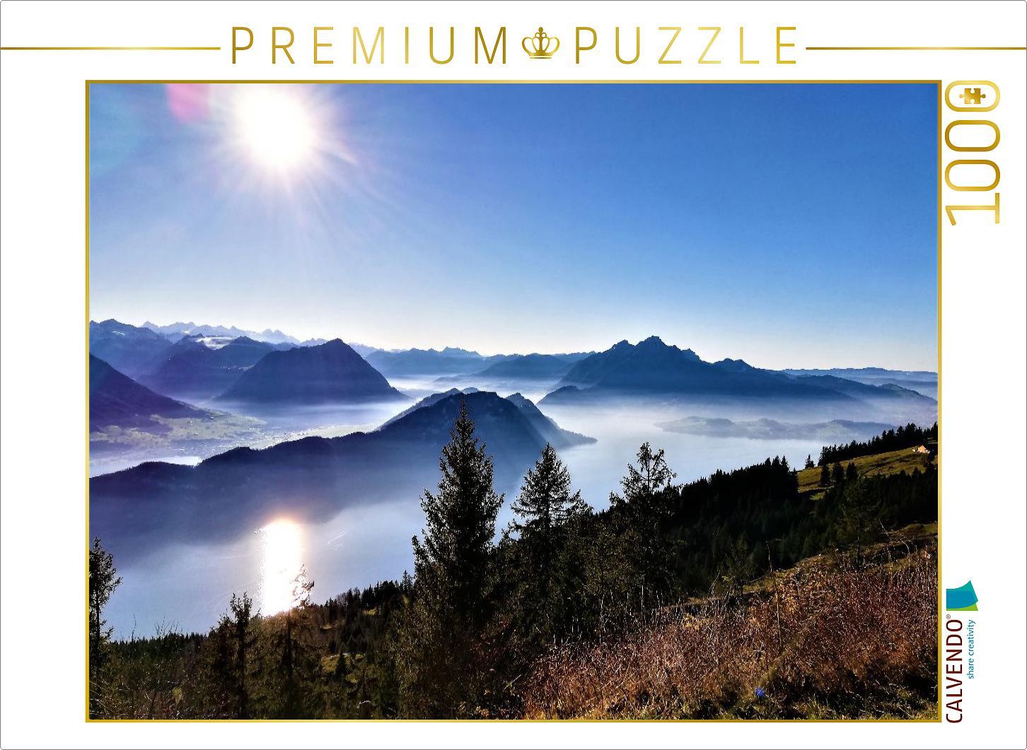 CALVENDO Puzzle Blick von der Rigi auf den Bürgenstock, Pilatus und Stanserhorn | 1000 Teile Lege-Größe 64x48cm Foto-Puzzle für glückliche Stunden
