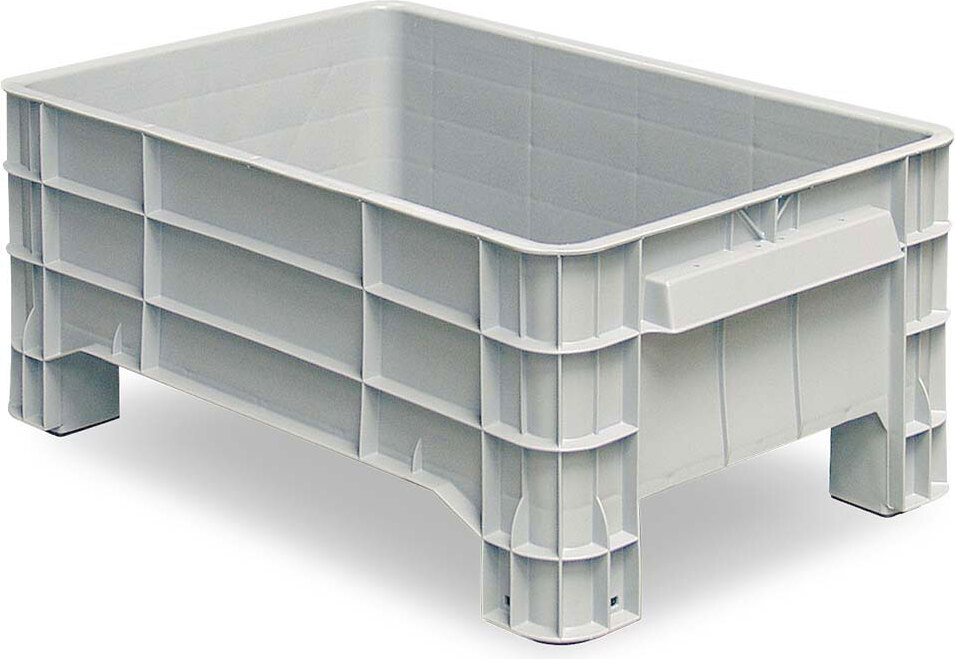 BRB Lagertechnik Stapelbox mit 4 Füßen, 150 Liter, LxBxH 1030 x 630 x 440 mm, grau 24496