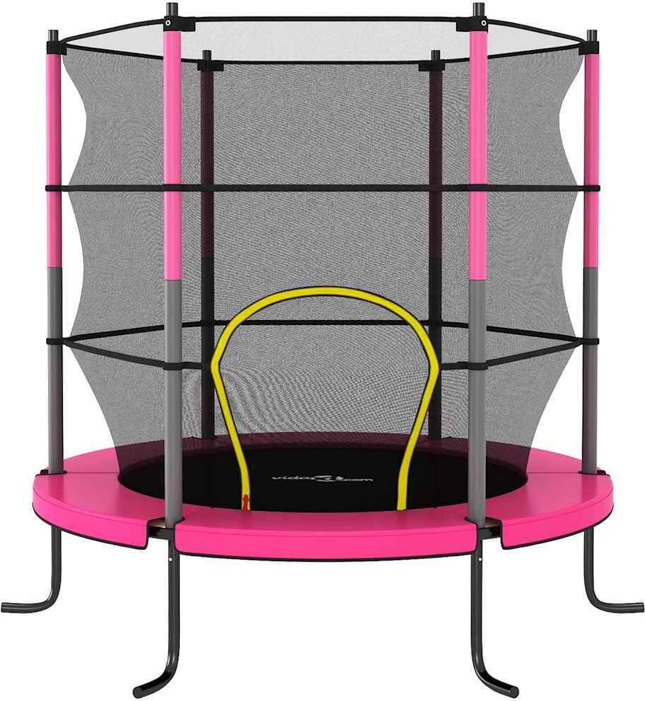 vidaXL Trampolína s bezpečnostnou sieťou okrúhla 140x160 cm ružová