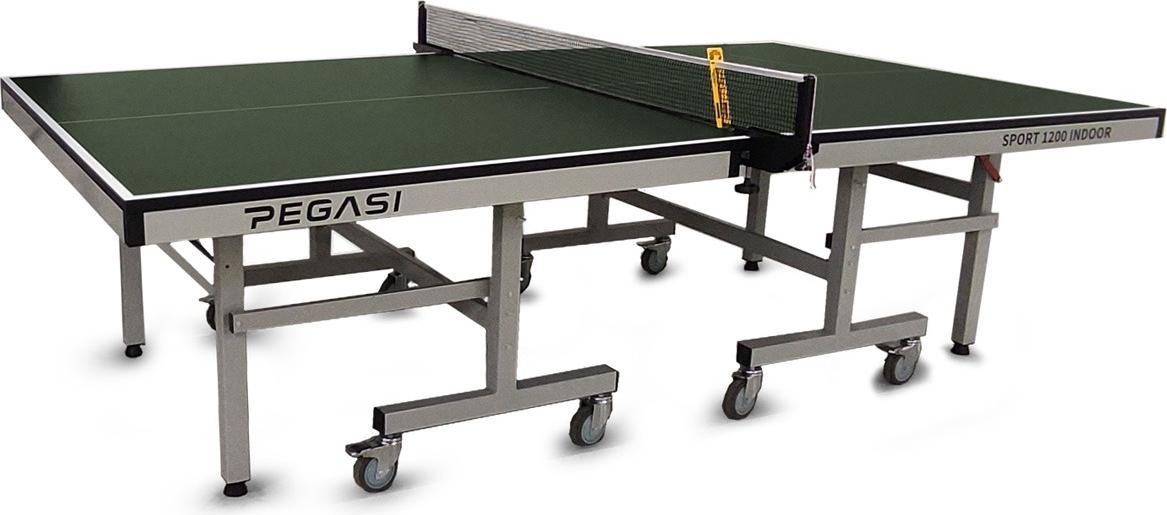 Pegasi Tischtennisplatte 1200 Pro - Indoor Tischtennis - Tischtennistisch - Tischkicker Klappbar - Tischtennisplatte Indoor - Faltbare tischtennisplatte - Table Indoor - Inkl. Netz & Zähler - Grün PEG-T1200-GREEN