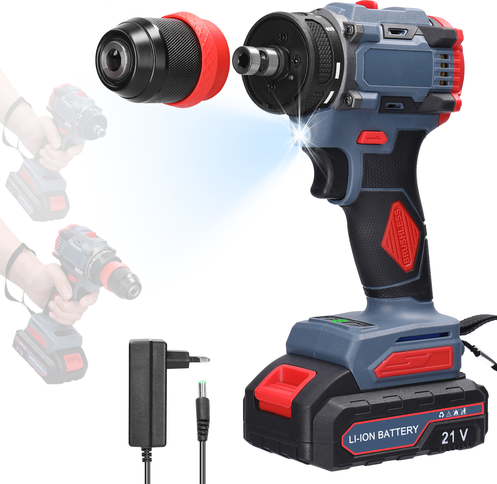 Cocosity 2in1 Elektrowerkzeug,21V Elektrowerkzeug,21V Lithium-Bohrmaschine,21V Elektroschrauber,Elektroschrauber,Elektrobohrmaschine,21V Elektrobohrmaschine,2in1 Elektrobohrmaschine Elektroschrauber