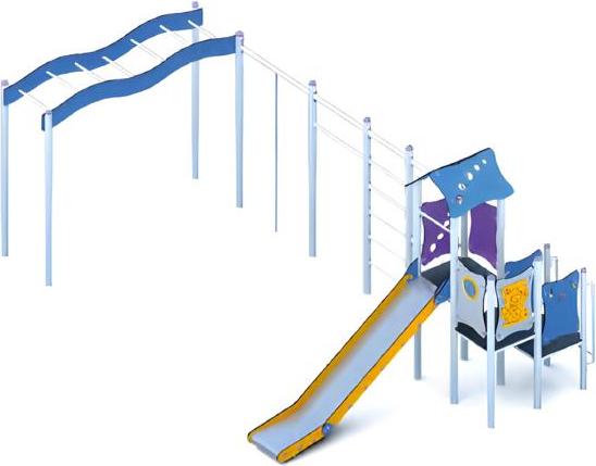 Spielplatz Rutschbahn Klettergerüst Spielbereich Bewegungsfläche Kletterpark