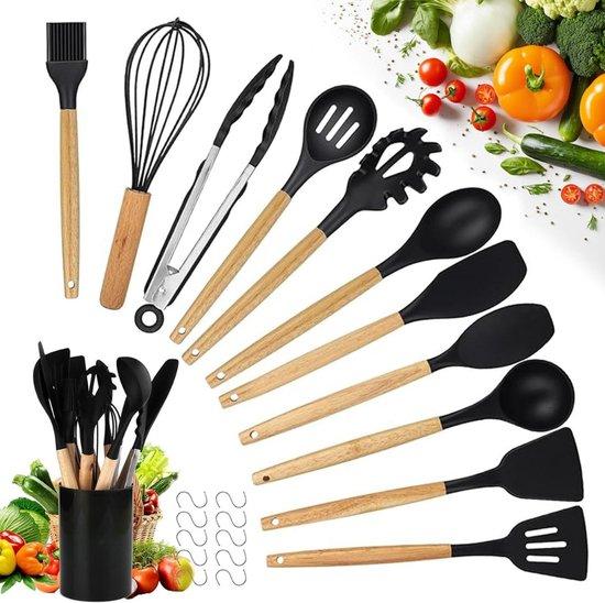 OEM Holz Kochgeschirr - Kochgeschirr Set - Holzhalter - Holz Kochgeschirr Set - Kochgeschirr Set Holz - Holz Löffel - Löffelset - Löffel und Schöpfkelle - Holz Löffel Set - Holz Kochgeschirr Set mit Holzhalter 2026