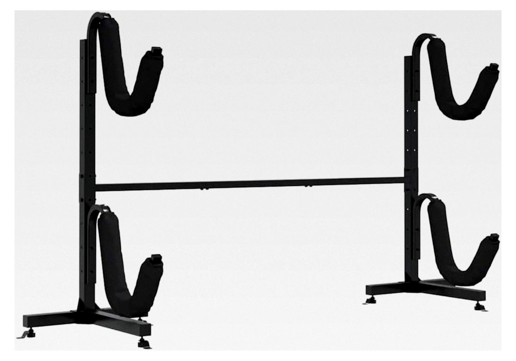 Markenlos Lagerregal für 2 Kajaks, Kajakregal mit 2 Ablagen, Standregal für Kajak SUP-Board Kanus Paddelbrett, Kajakhalter Ständer aus Stahl