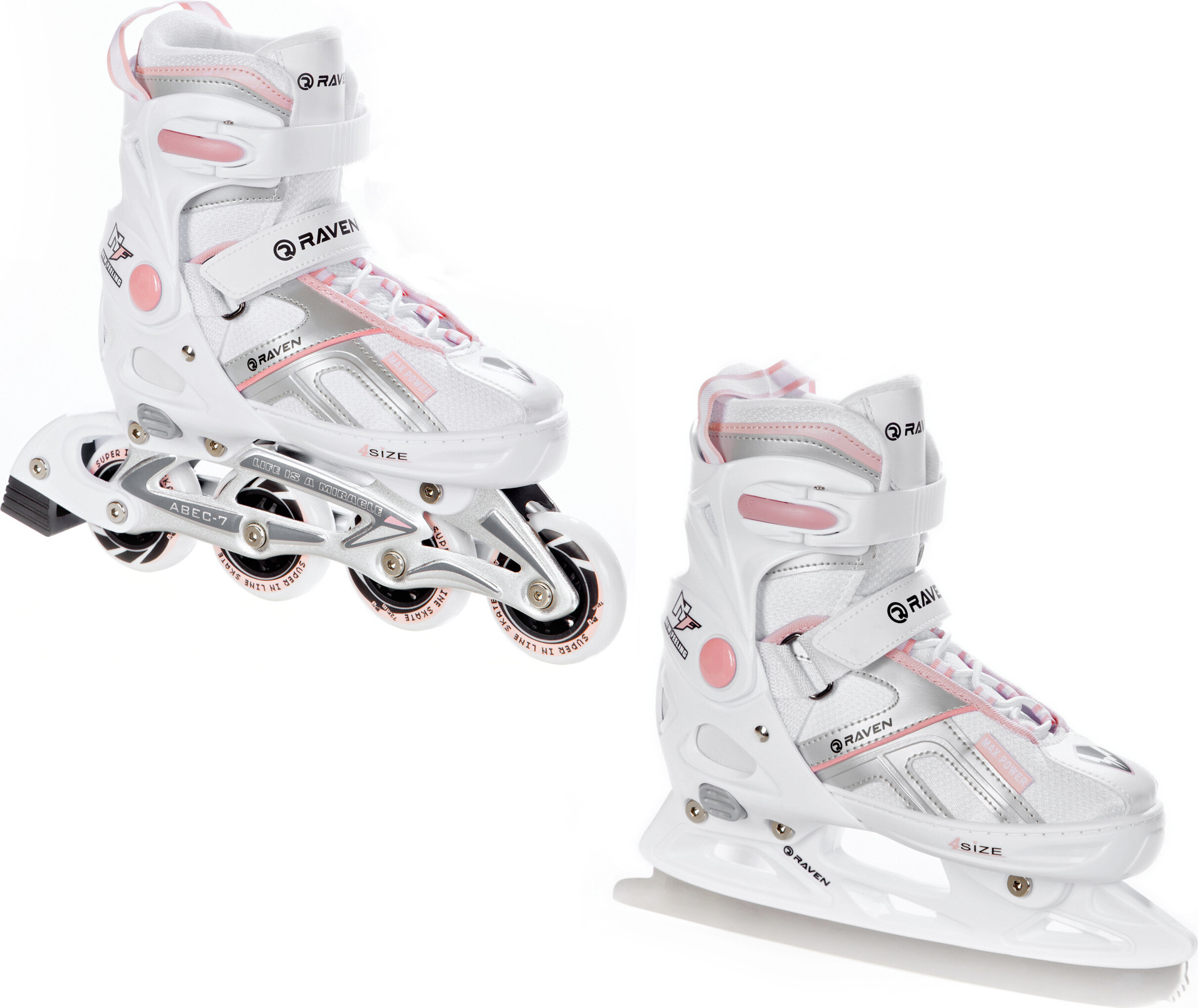 RAVEN - Inline skates voor kinderen en volwassenen - Rolschaatsen Optioneel 2-in-1 met schaatsijzers - voor kinderen en volwassenen - Vella Black/Mint met Glijders, 40-43 (25,5-28 cm RAVEN - Inline skates voor kinderen en volwassenen - Rolschaatsen Optioneel 2-in-1 met schaatsijzers - voor kinderen en volwassenen - Vella Black/Mint met Glijders, 40-43 (25,5-28 cm