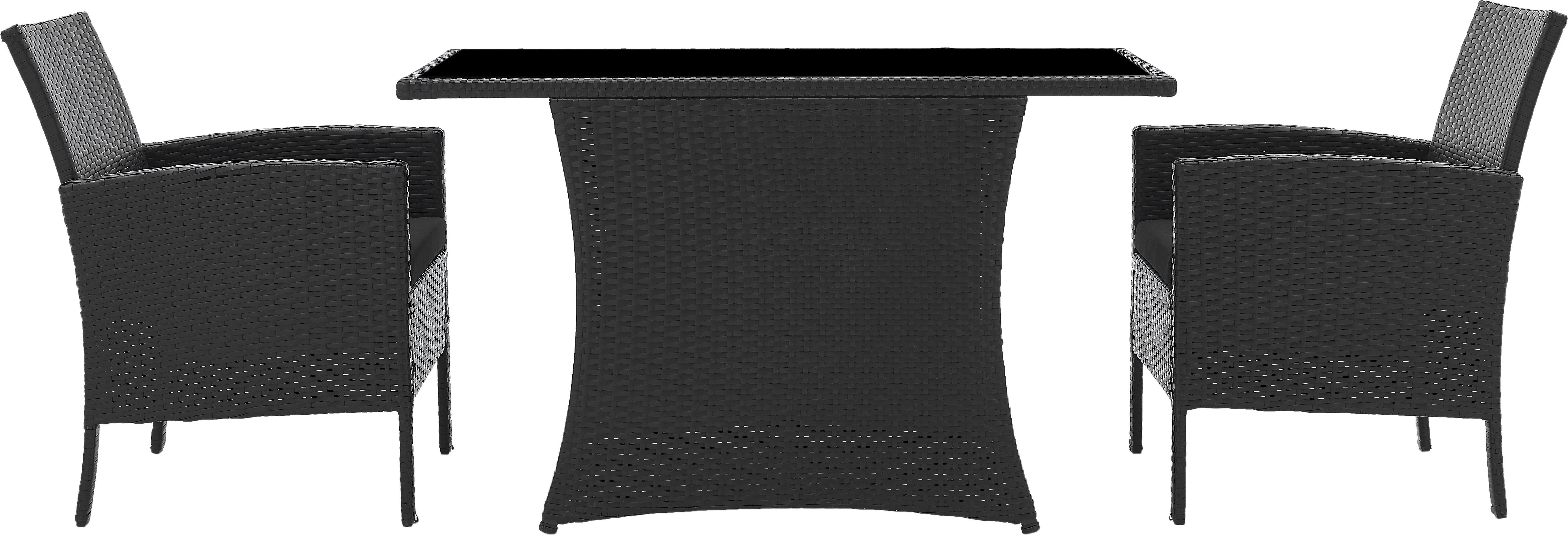 TPFGarden SITZGRUPPE Mubi 2 Sessel, 2 Sitzkissen, 1 Tisch, Schwarz TPFG-M-SG-MUBI-BLACK