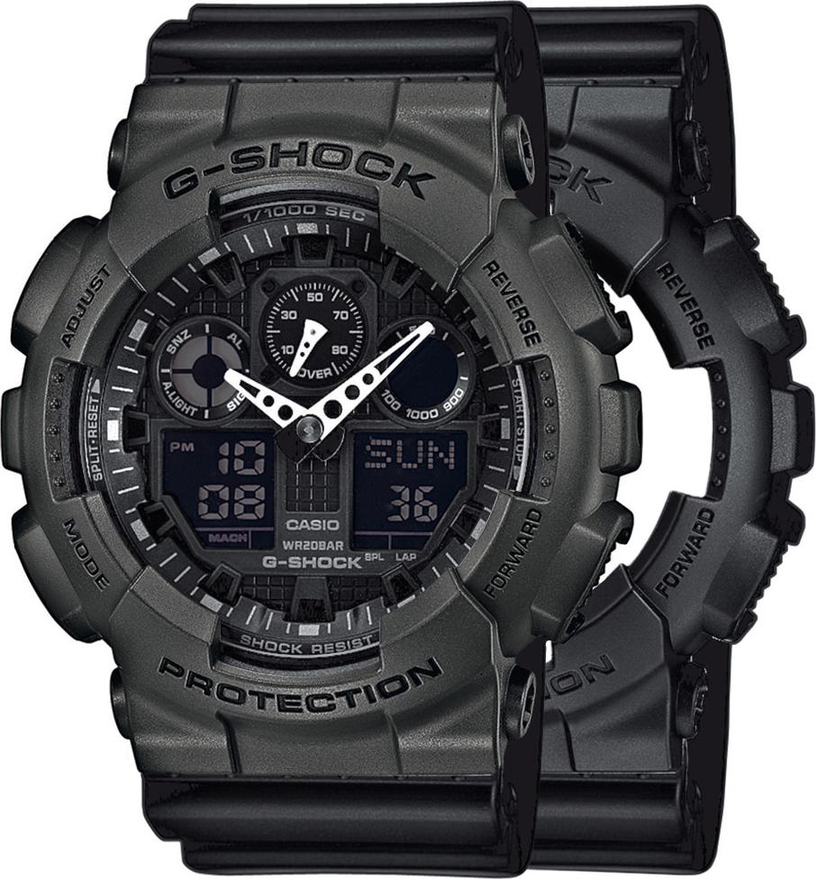 Casio G-Shock SET GA-100-1A1ER hodinky + BEZEL 10467795 + BAND 10347688 20BAR