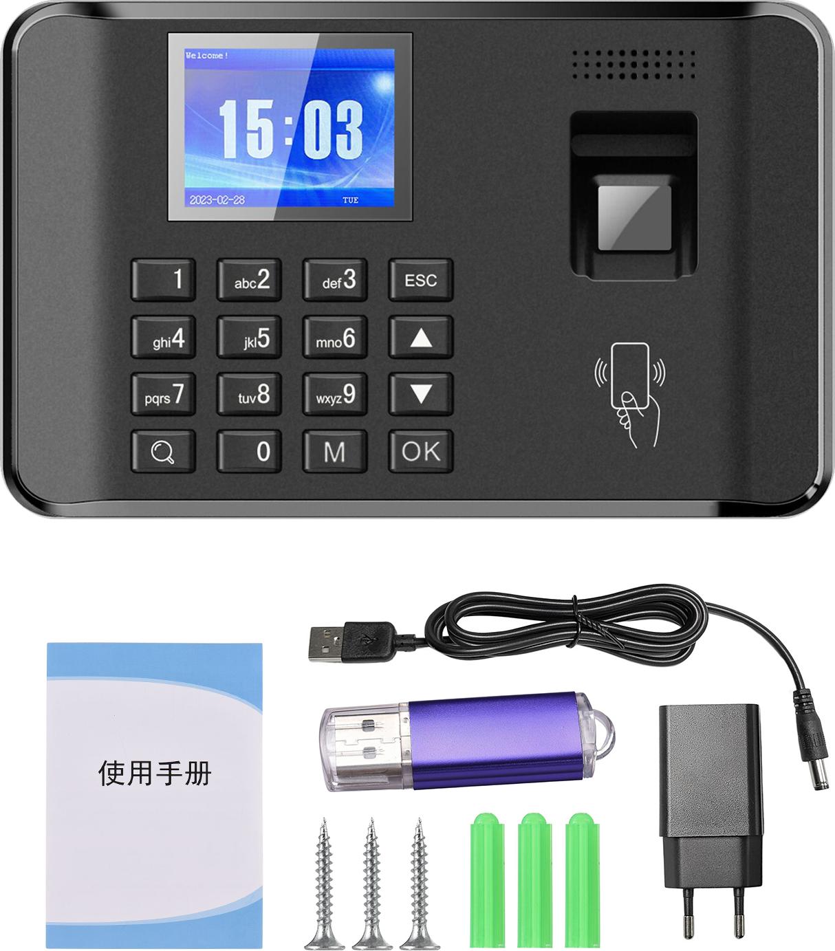 Gistuch Intelligente biometrische Fingerabdruckkennwort-Anwesenheit Maschine Zeituhr Mitarbeiter Checking Recorder 2,4 Zoll LCD-Bildschirm Sprache Eingabeaufforderung 11 Sprachen ID-ID-Kartenfunktion i60
