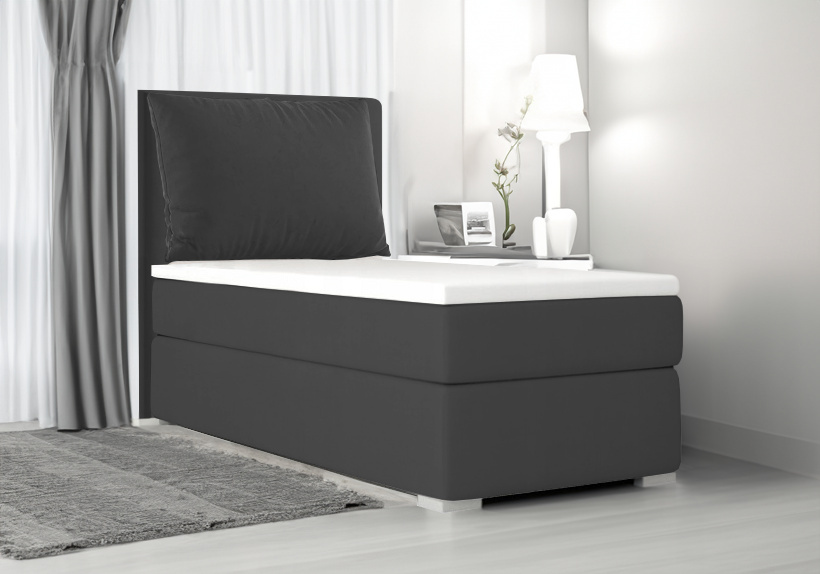 Boxspringbett, Kinderbett SUZI MINI Ohne Topper Jugendbett, Federkern , 90x200 cm ,(Schwarz: ITAKA 15)