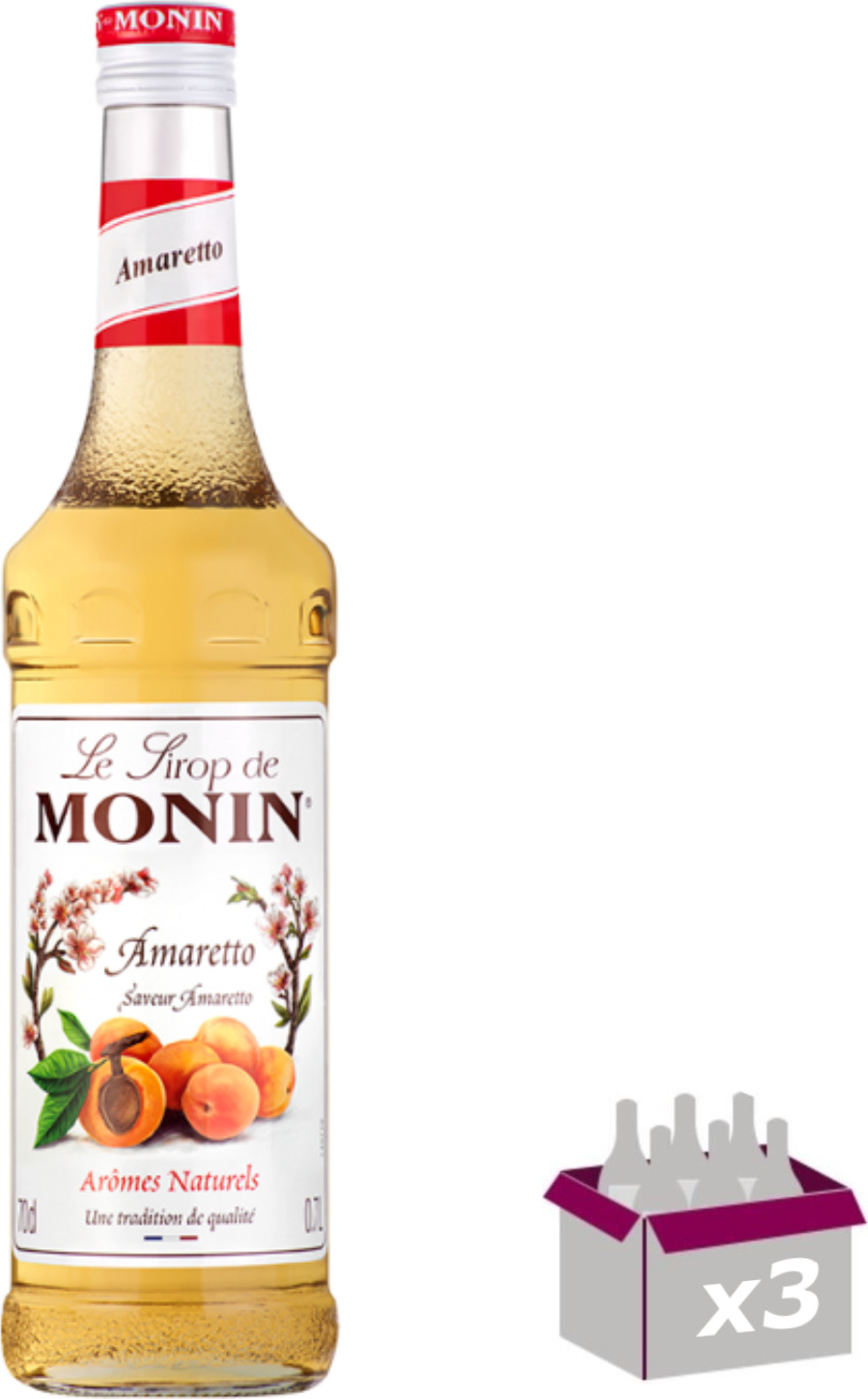 Lot de 3 Sirop Monin - Amaretto - 70cL