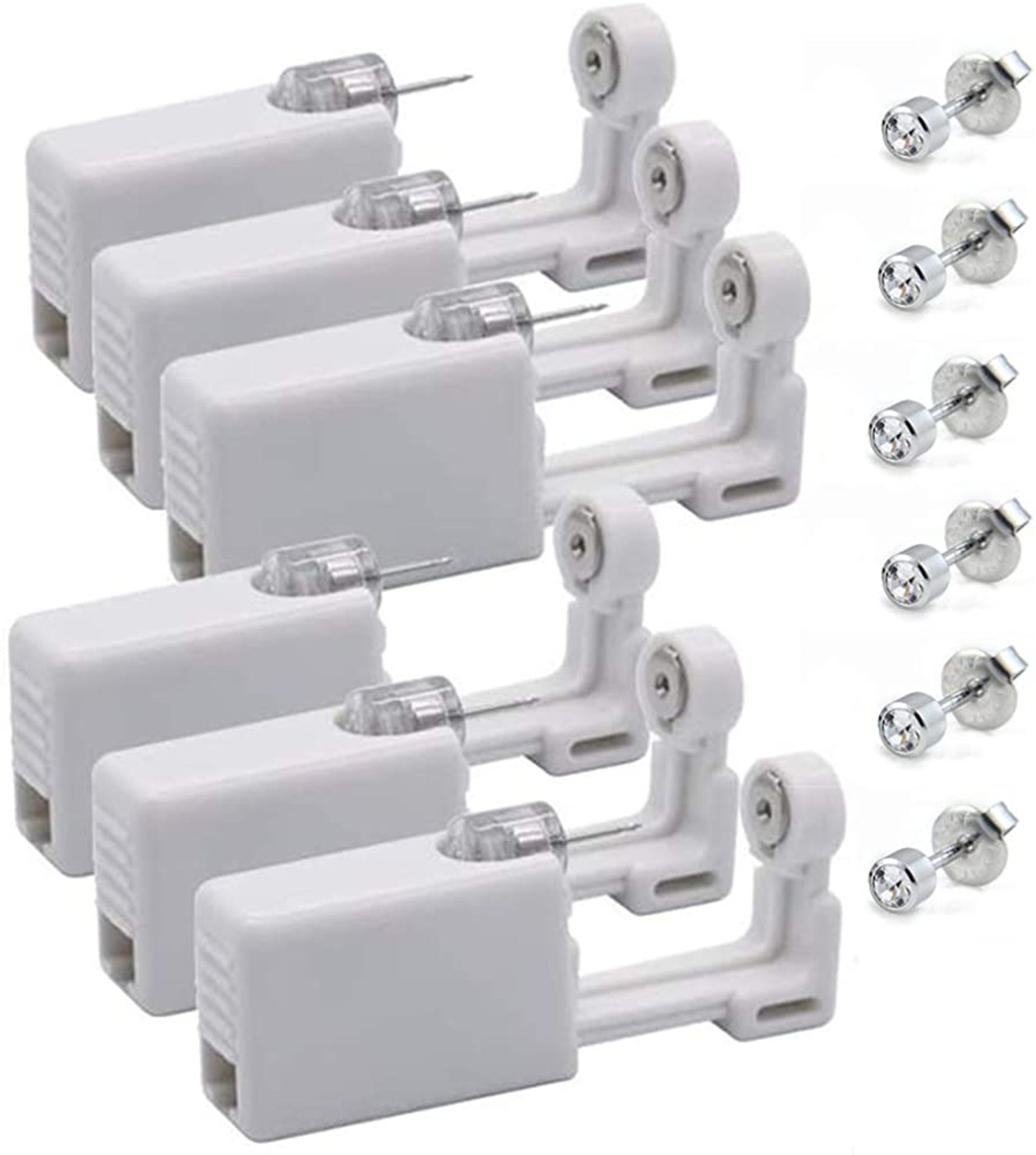 KenyamanHandelsGmbH 6 Packungen Einweg-Ohrpiercing, Ohrpiercing-Pistole mit Ohrsteckern, Sicherheits-Profi-Ohrpiercing-Pistolen-Werkzeugset, für Frauen Männer Salon & Heimgebrauch KEGQ251125KF82