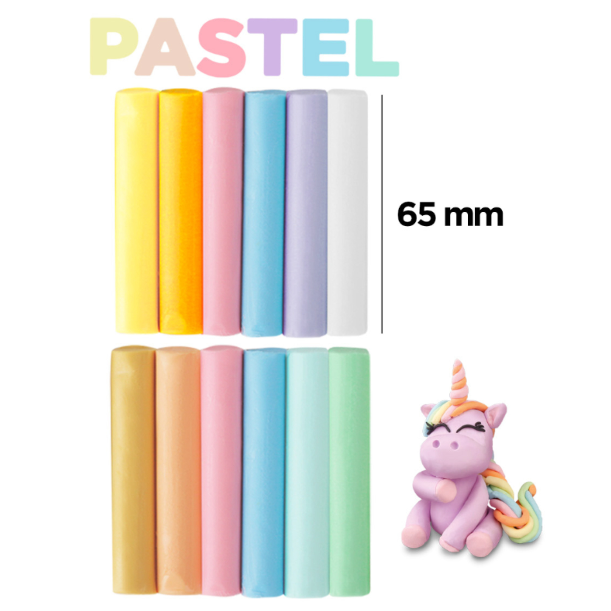 MP Main Paper Kinderknete, Knete-Set PASTELL 12 Stk. MP PY044 65 mm