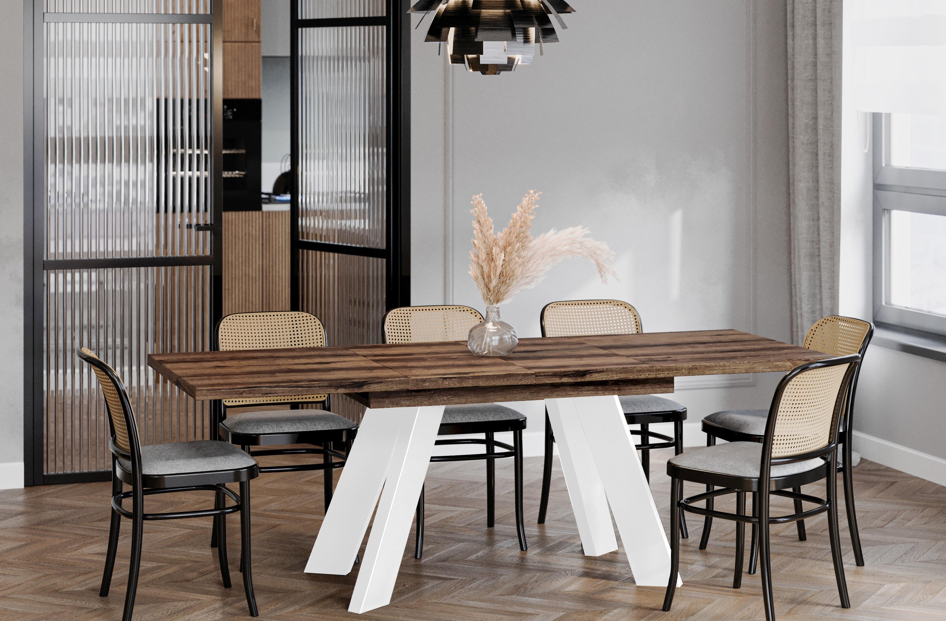 ENDO Möbel ENDO-Möbel Ausziehbarer Esstisch Como White 130-210cm (Monastery Eiche) como-white-monastery