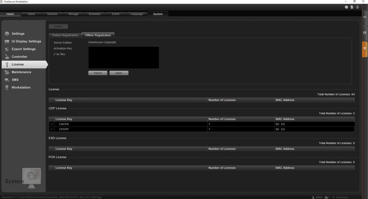LevelOne FCS-9364T OneSecure video Software device license