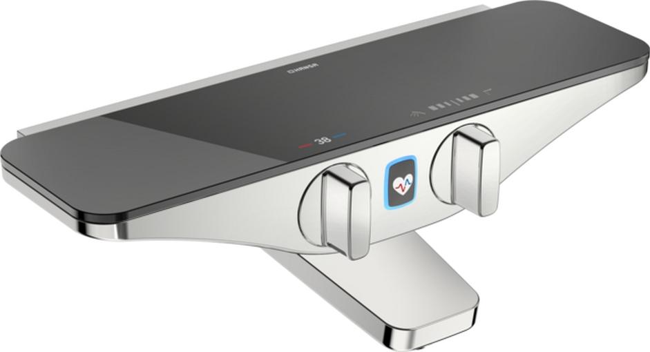 Hansa Wafü/Brausebatterie HANSAEMOTION Wellfit 6V Ausladung 137mm Chrom/Grau DN15, 5864217284