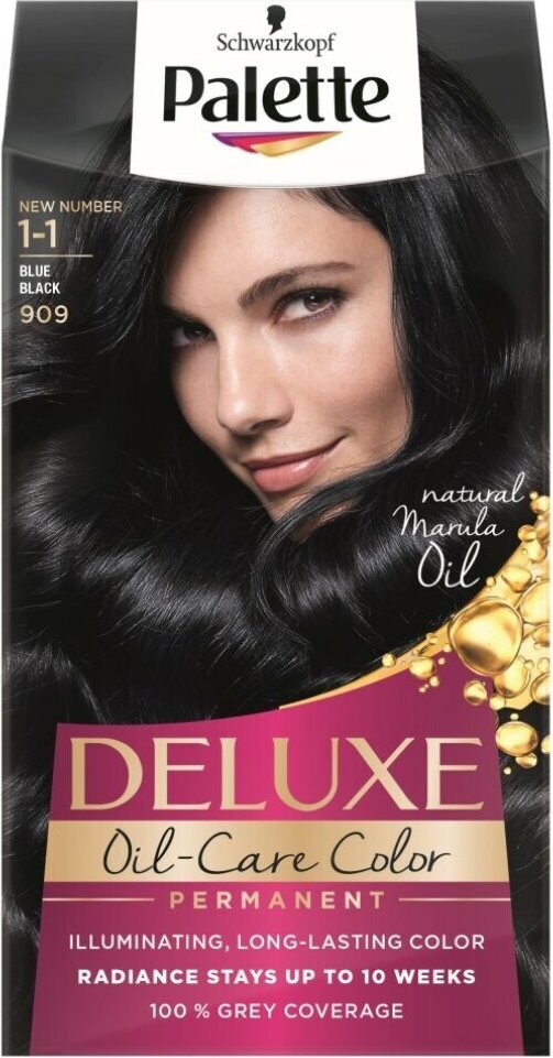 PALETTE Deluxe Oil-Care permanentes Haarfärbemittel mit Mikro-Ölen 909 Granatapfel Schwarz