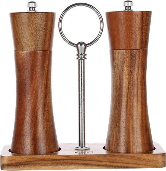 OEM Handmahlmühle aus Acaciaholz, Keramikmahlwerk, für grobes Salz und Pfeffer, 15 cm, Set von 2 2026