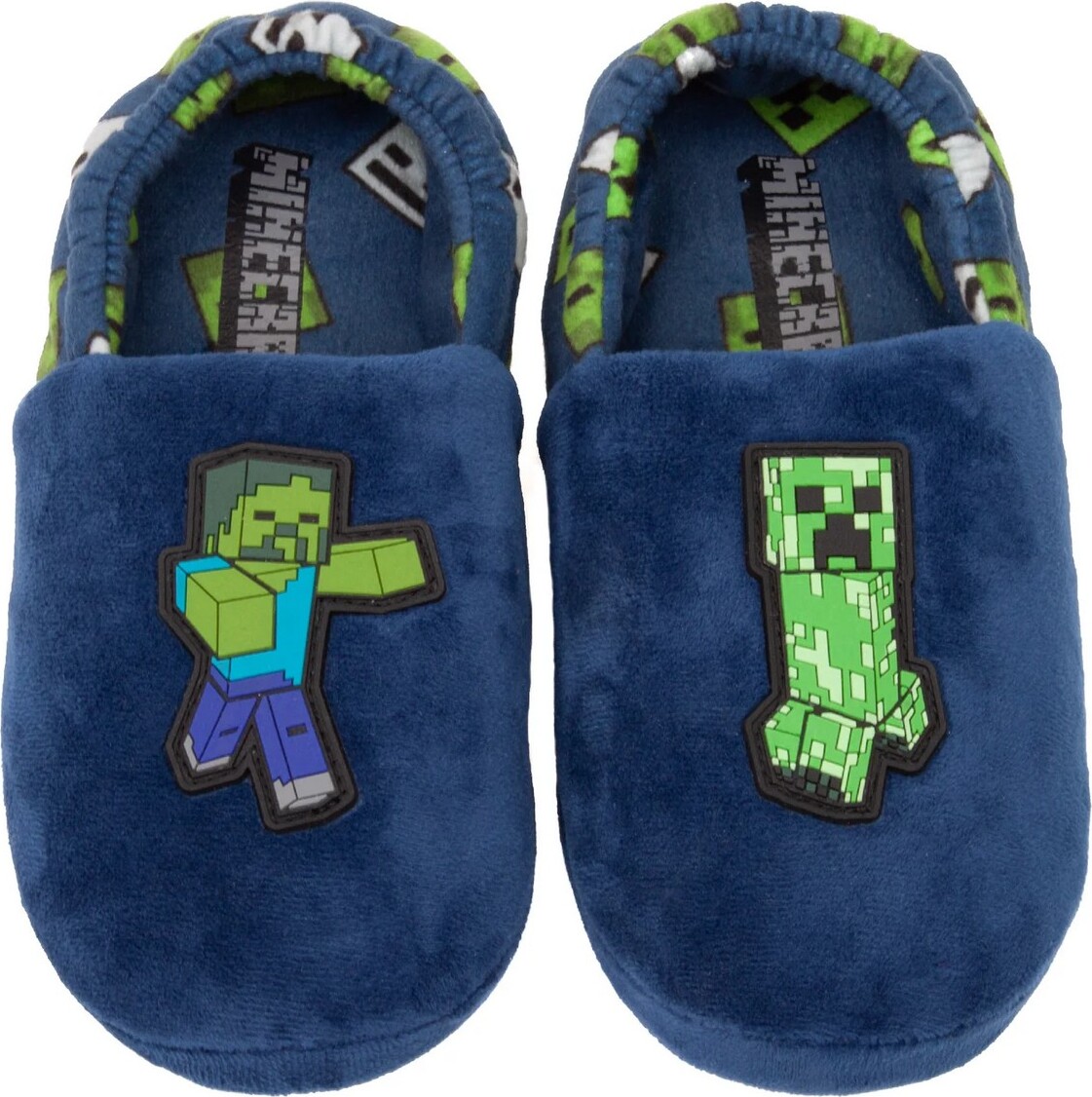 MINECRAFT Stivaletti Ciabatte Per Bambini Creeper - Foderate In Pile, Antiscivolo, Regalo Gamer