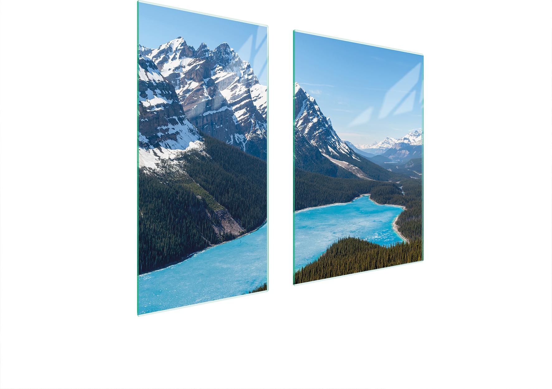 TMK ArtDeko Herdabdeckplatten 2 teilig 75x52 Glaskeramikkochfeld Abdeckung Glas Schneidebrett Berge Landschaft