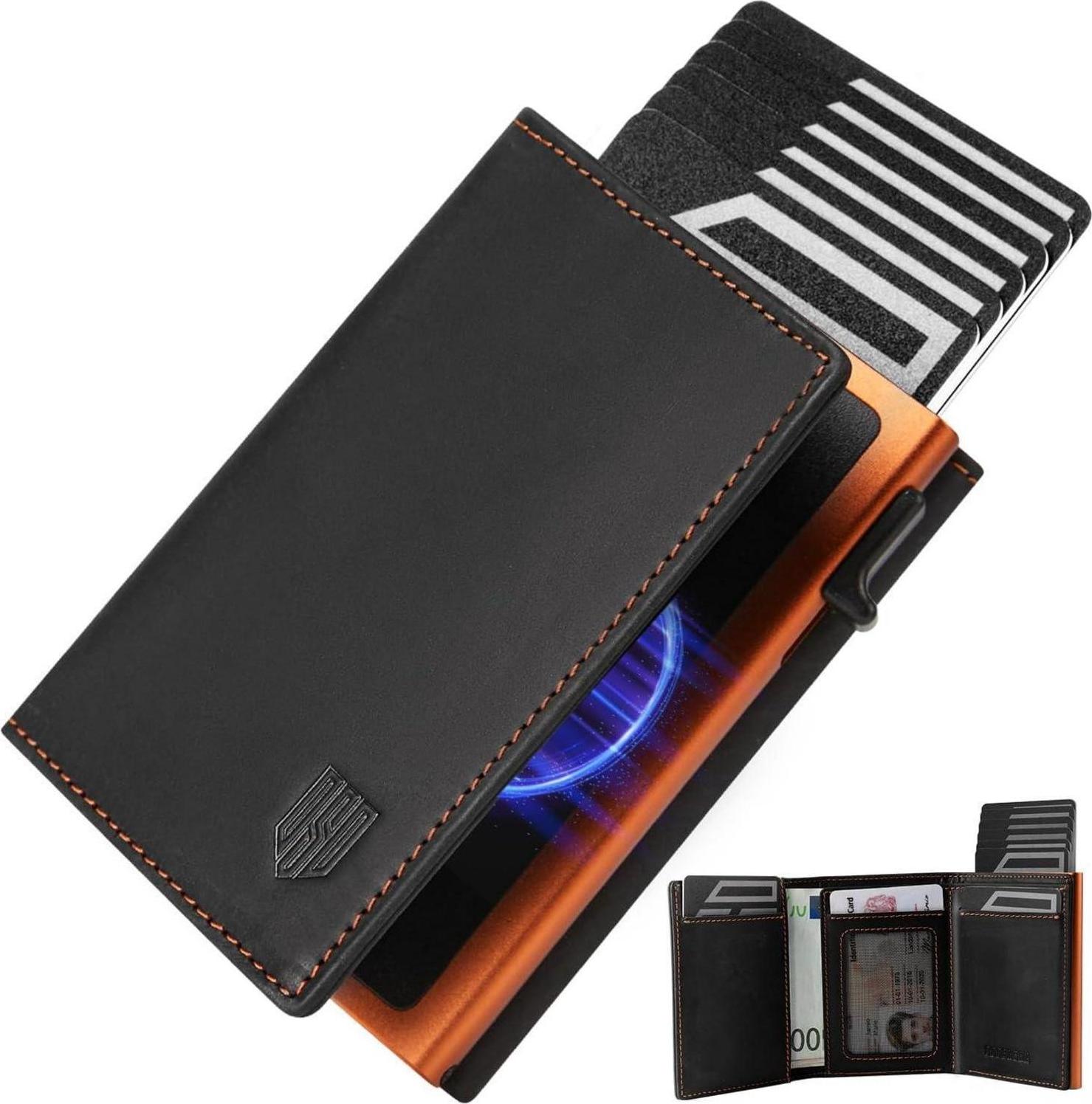 Sonstige DODENSHA MagSnap Slim Wallet Herren RFID-Schutz Münzfach SchwarzOrange