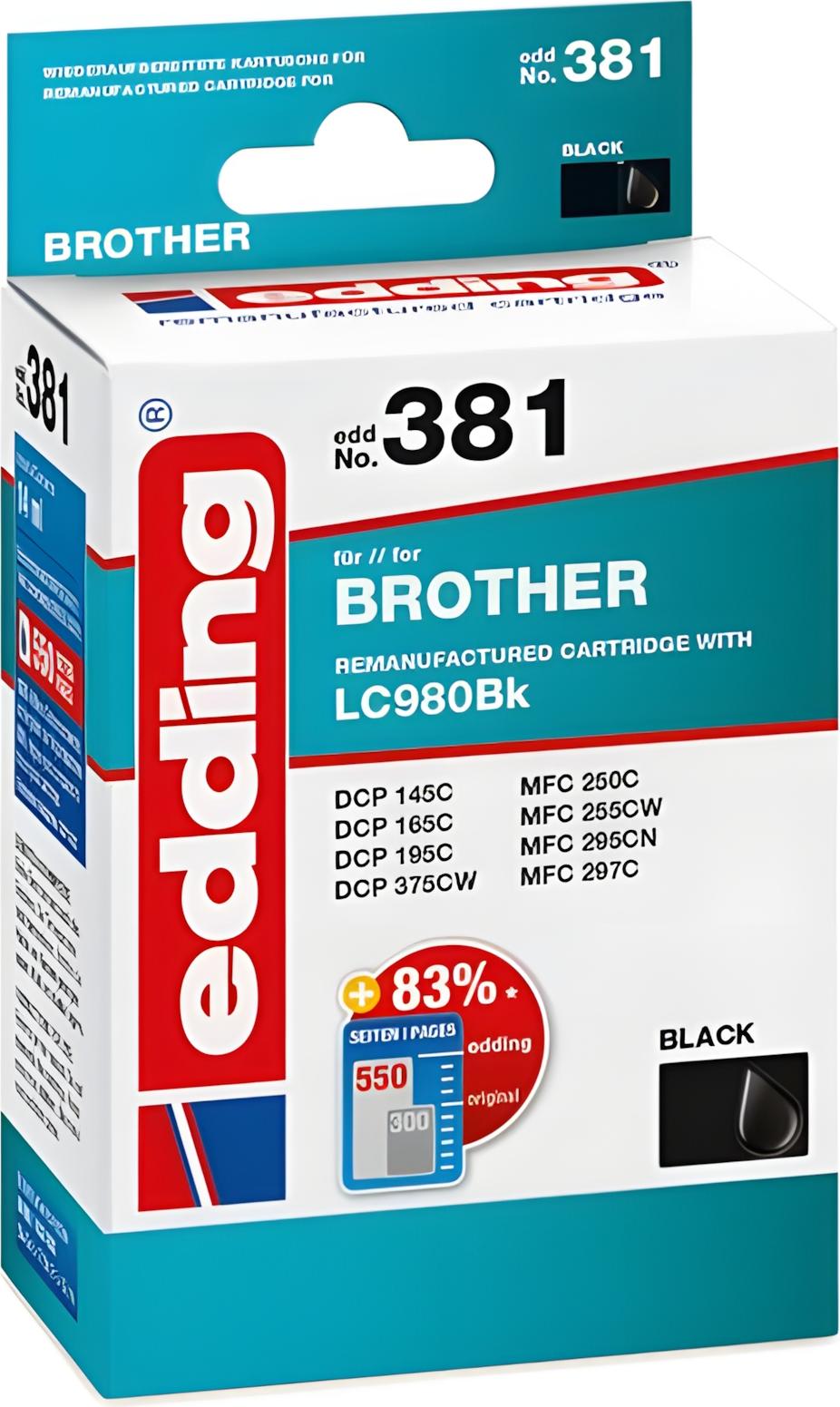 Edding EDD-381, Čierna, 14 ml, 1 kusov, Balenie po jednom kuse