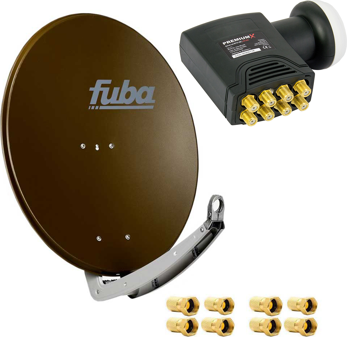 Fuba DAA 780 B Satellitenantenne Aluminium in Braun HDTV 3D 4K Premium X DELUXE Octo LNB Sat