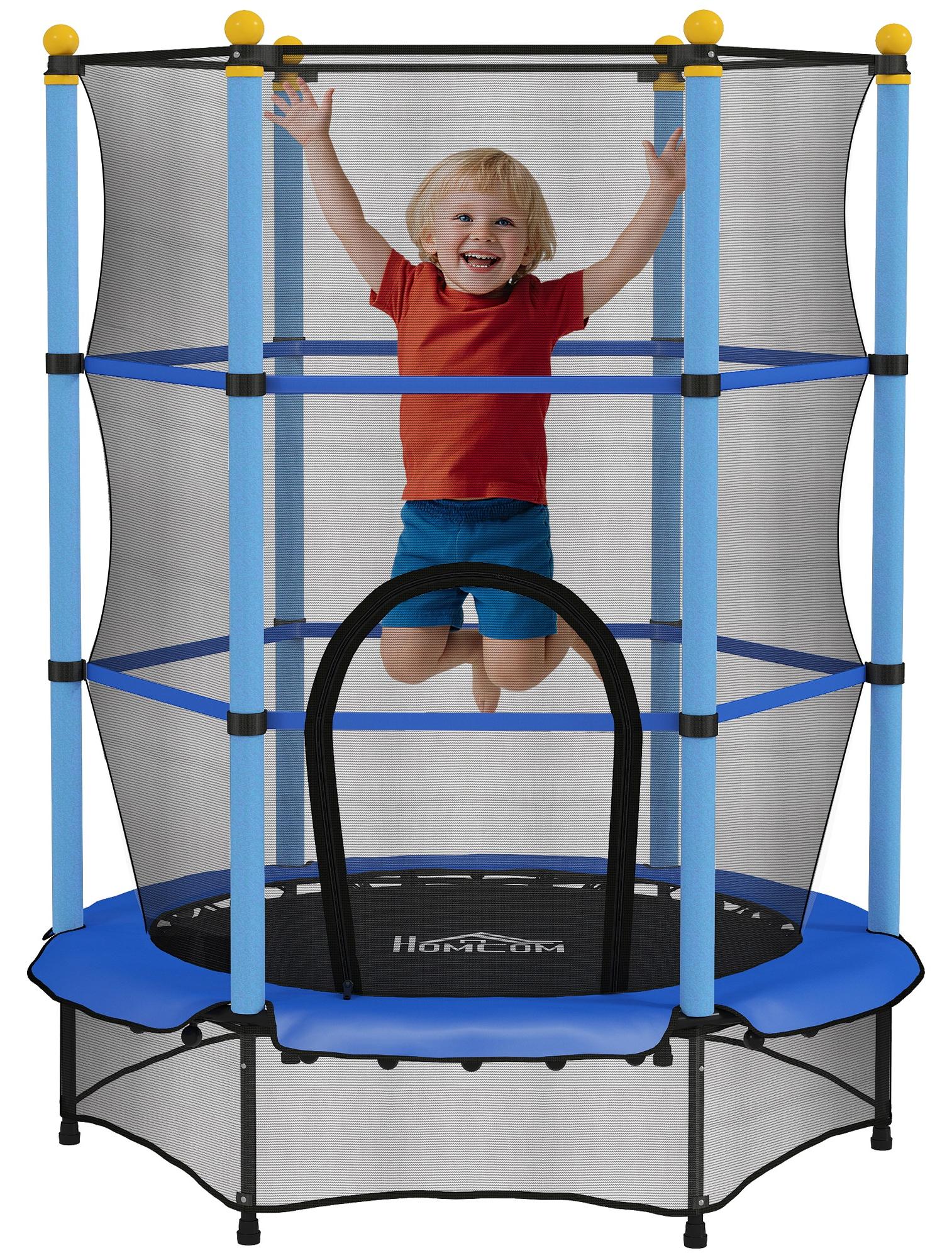 Detská trampolína HOMCOM Ø140 cm, trampolína pre deti od 3 do 10 rokov, modrá