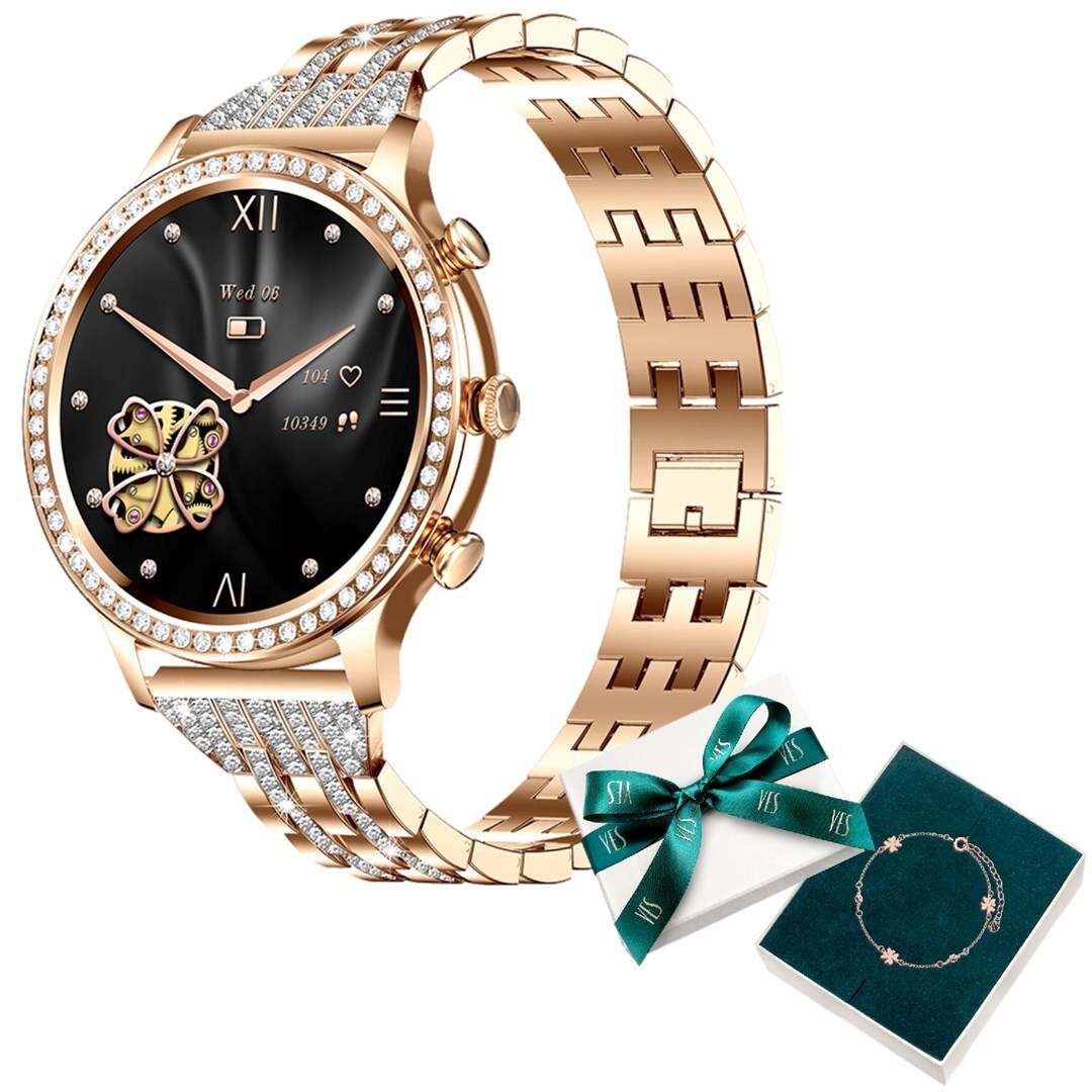 MAN Dámské chytré hodinky Manta Diamond Lusso zlato + náramek ANO