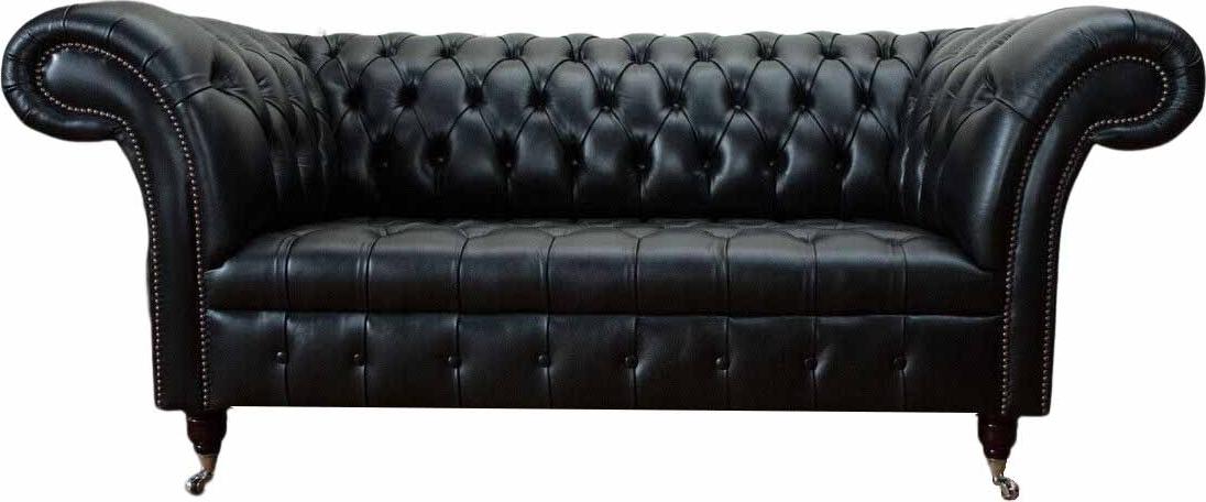 Dreisitzer Luxus Sofa 3 Sitzer Sofas Sitzer Leder Schwarz Chesterfield