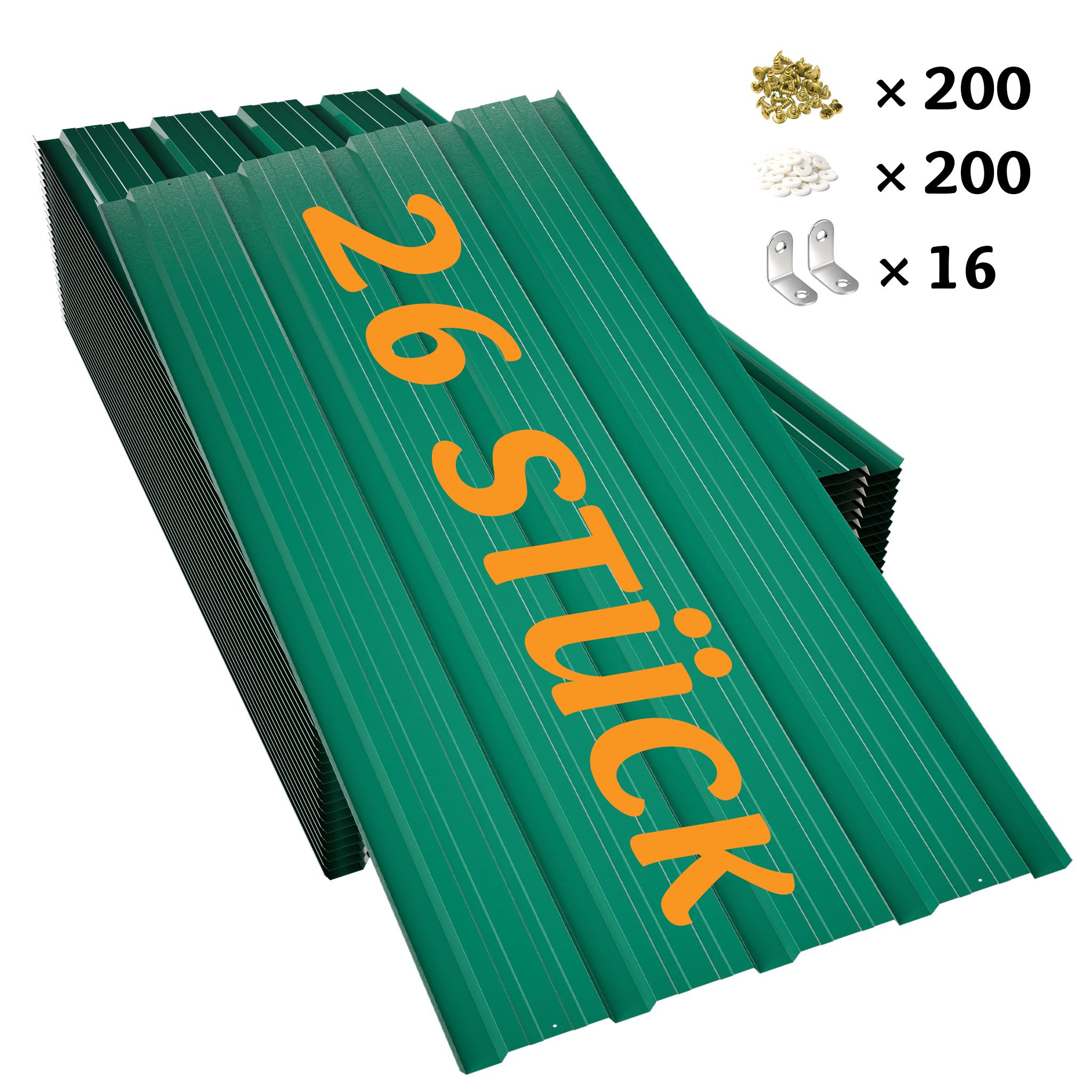 hamsaq 26x Trapezbleche 12m² Profilbleche Metall Dachbleche Wellenprofil Dach Platten Grün