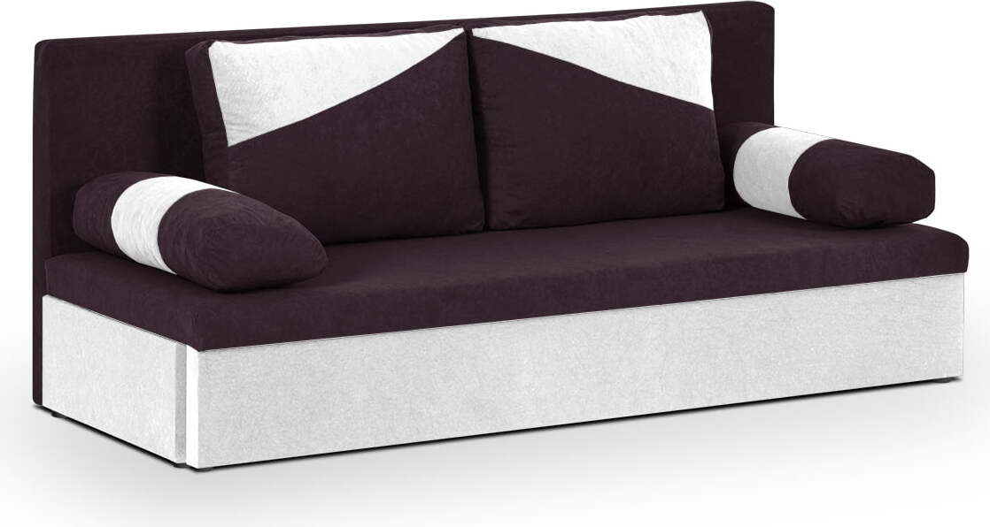 Komfortwelt 3-Sitzer-Sofa mit Schlaffunktion POLO - Kastanienbraun/Weiß K3-POL-ALO77BL-B