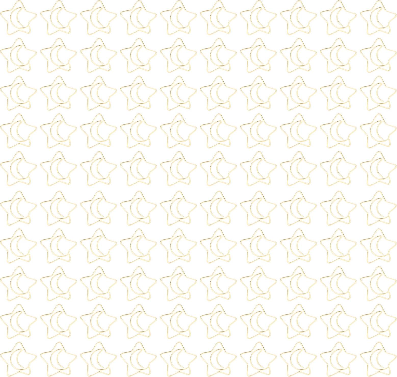 Cocosity Goldene Broklammer, 100 Metallische Broklammern fr die Brogalvanik fr Studenten (Mondstern)