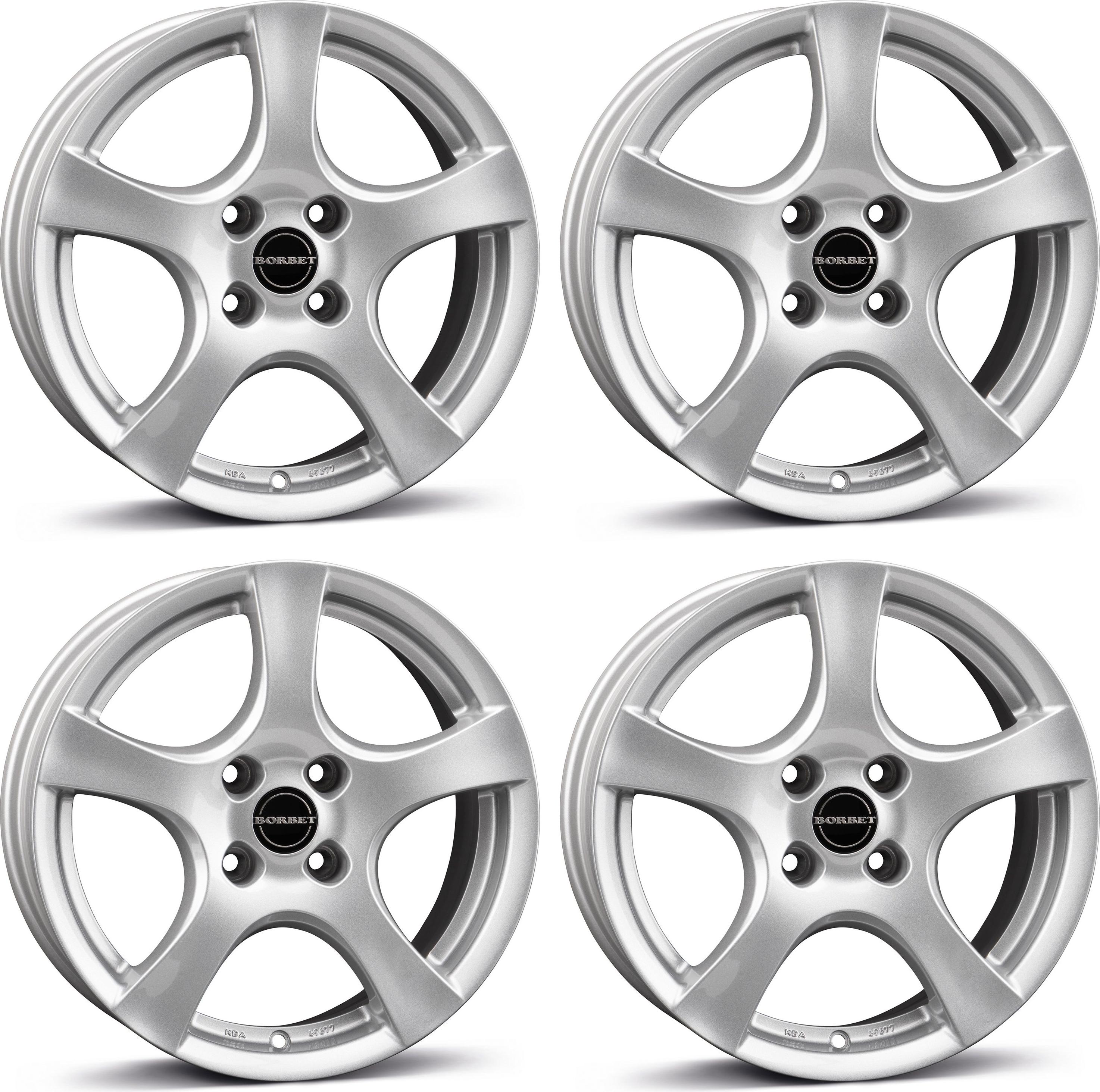 4 Borbet Felgen F 6.0x15 ET40 4x100 SIL für Skoda Citigo Citigo-e 4x100 SIL für Skoda Citigo Citigo-e Aluräder 4-F 60540100464,0BS/T