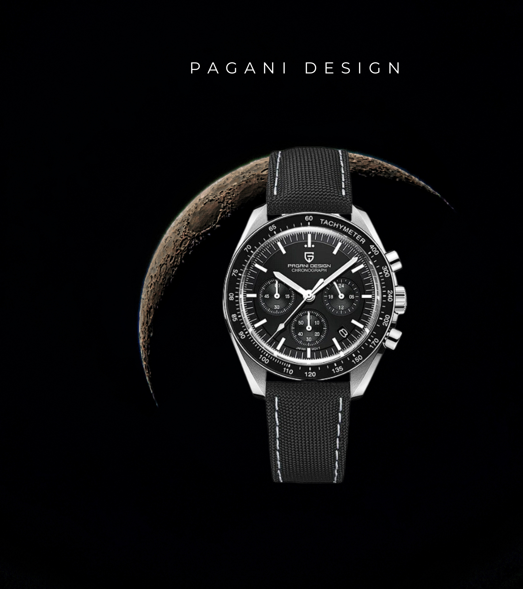 Pagani Design V3 Moonswatch Pánske Quartz Chronograph hodinky Japonsko VK63 hnutia z nehrdzavejúcej ocele vodotesné športové hodinky (Omega Hommage)