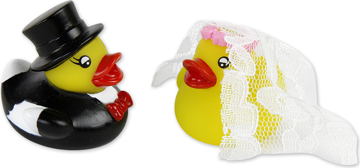 Lot De 2 Canards De Bain – Marié Et Mariée – Couineurs – Cadeau Mariage Ou Argent – Jaune – 6 Cm