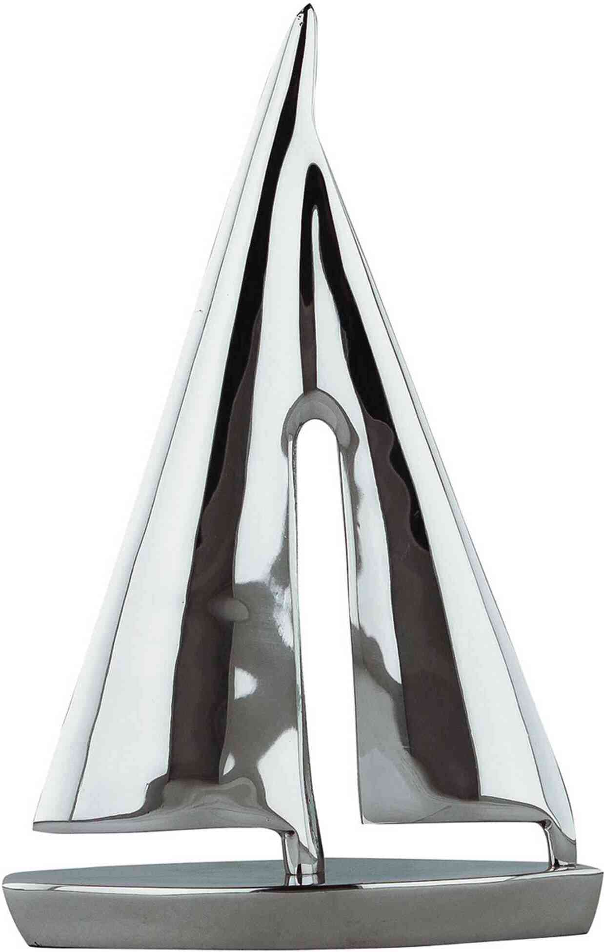 NKlaus Vernickelte Segelyacht aus Messing, 15x22cm – Nautische Deko, Ozeanische Eleganz