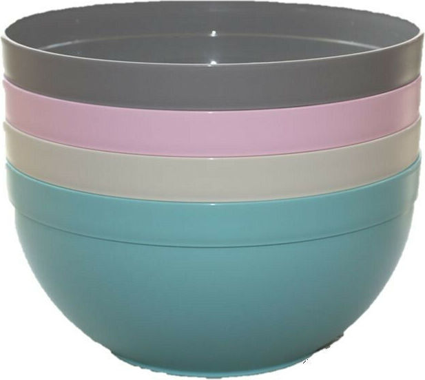 HOBBY LIFE 4er-pack Plastikschüssel rund 1,2 L Kunststoffschüssel Salatschale Schüssel