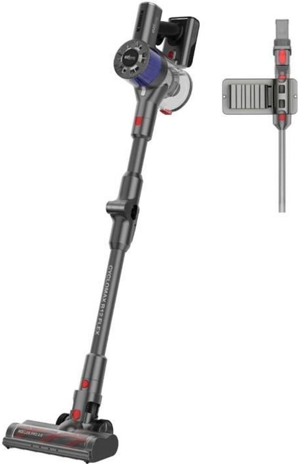 EZIclean Cyclomax R12 Flex, Tyčový vysávač 2 v 1, Bezvreckové, Šedá, Suchý, HEPA, HEPA 12