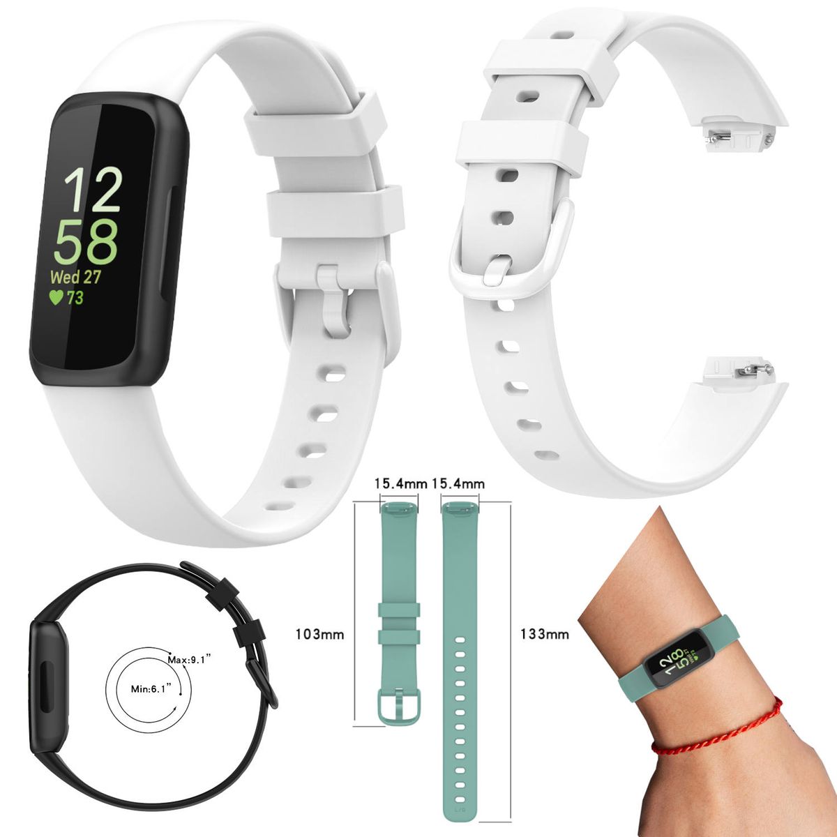 Pre Fitbit Inspire 3 hodinky Plastový / silikónový náramok Náhradný náramok na ruku Náhradná biela veľkosť L / muži